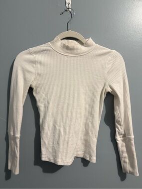 Intimately Free People White Ribbed Mock Neck Long Sleeve Size Small